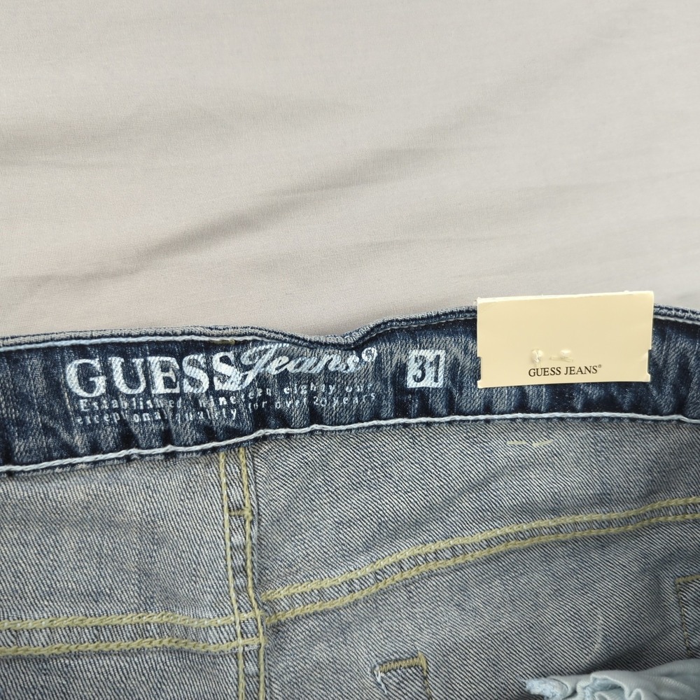 Guess Jeans Womens 31 Blue Flare Stretch Casual Faded Boho Hippie New - Picture 9 of 16